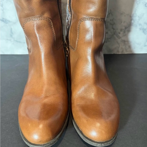 Sesto Meucci Brown Over the Knee Boots with Leopard Accent - Picture 3 of 6